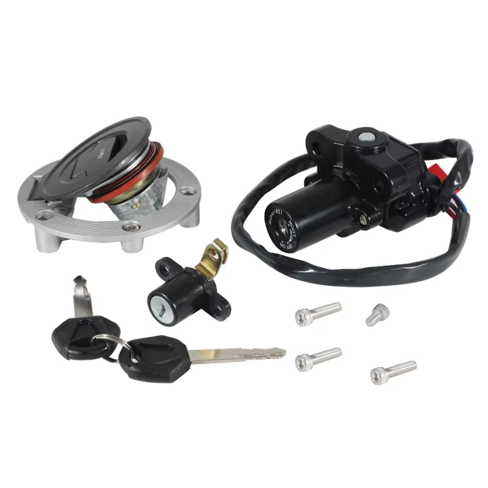 OTOZUM Motorräder Zündschalter Kompatibel Mit Yamaha Für YZF-R6 1999–2005 Für FZ09 2014 2015 2016 Motorradzubehör Zündschalter Tankdeckel Stecker Schlüsselschloss Set von OTOZUM