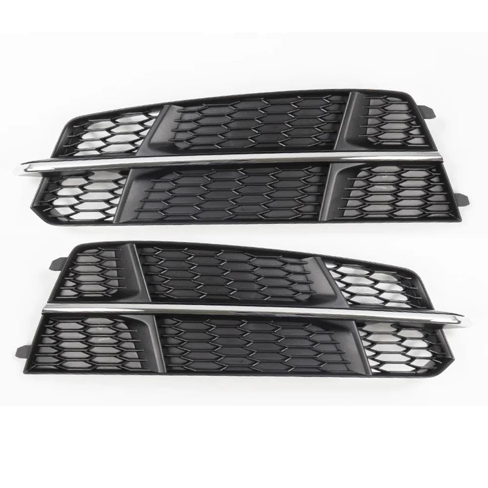 OTOZUM Nebelscheinwerfer Kühlergrill Kompatibel Mit A6 C7 S6 2015 2016 2017 2018 Honeycomb HEX Kühlergrill Nebelscheinwerfer Lampenabdeckung 4G0807681AN 4G0807682AN(Chrome) von OTOZUM