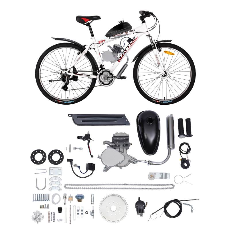 OUBUBY 2-Takt 80CC Benzinmotor, Fahrrad Benzinmotor Bausatz Motorbausatz Einzylinder Luftgekühlter Motor Hilfsmotor Elektromotor Mini Motor CDI für Mountainbike Rennrad Schotterrad von OUBUBY