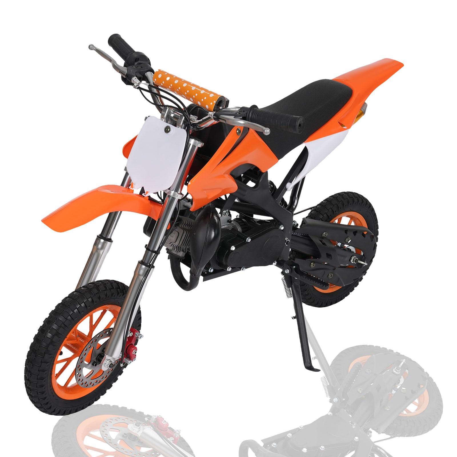 OUBUBY 49ccm Dirt Bike Dirtbike CrossBike Kinder Enduro DirtBike pocket 49cc 2 Takt Pitbike PocketBike Motocross Motorrad 8 Zoll Luftreifen Moto Cross für Kinder von 6-17 Jahrenb (Orange, 8 Zoll) von OUBUBY