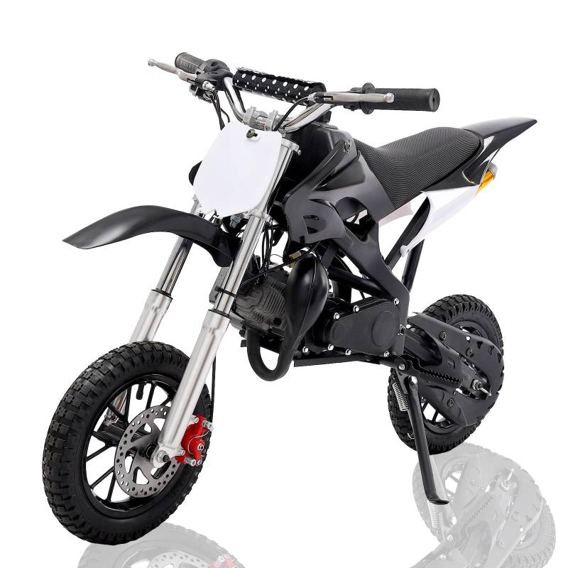 OUBUBY 49ccm Dirt Bike Dirtbike CrossBike Kinder Enduro DirtBike pocket 49cc 2 Takt Pitbike PocketBike Motocross Motorrad 8 Zoll Luftreifen Moto Cross für Kinder von 6-17 Jahrenb (Schwarz, 8 Zoll) von OUBUBY