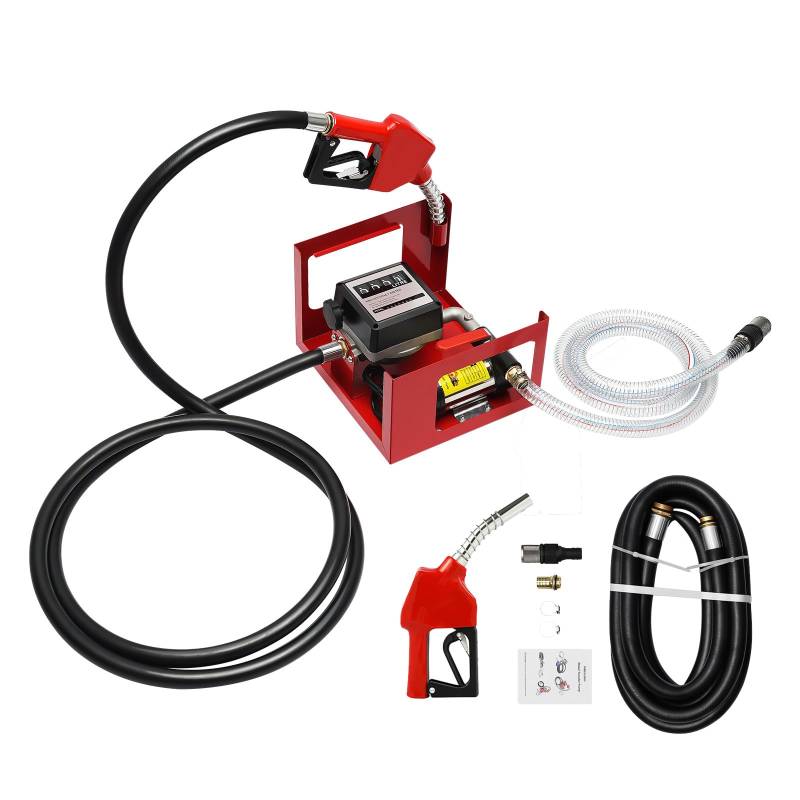 OUBUBY Dieselpumpe 200W 12V 45L/min Heizölpumpe Ölabsaugpumpe mit Rückschlagventil, 4m Druckschlauch und Zapfpistole Kraftstoffpumpe Automatische Ölpumpe für Diesel Kerosin Transformatoröl (230V 50L) von OUBUBY