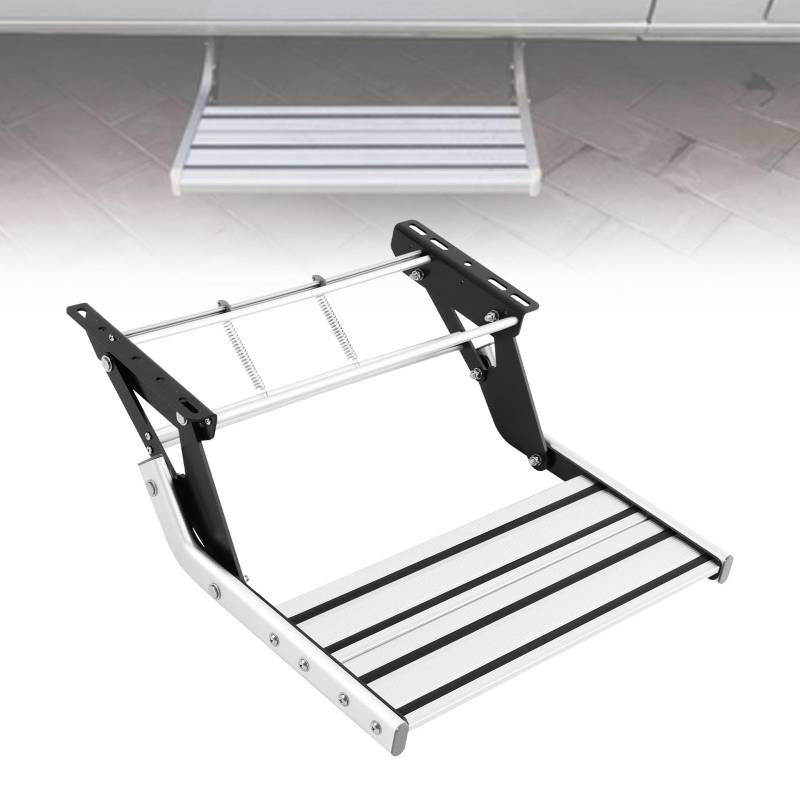 OUBUBY Manuelle RV-Schritt, Aus Aluminiumlegierung klappbare 1 Stufe Camping Wohnmobil Step Super Tragfähigkeit von 150 KG für Wohnmobil Camper Van Reiseanhänger von OUBUBY