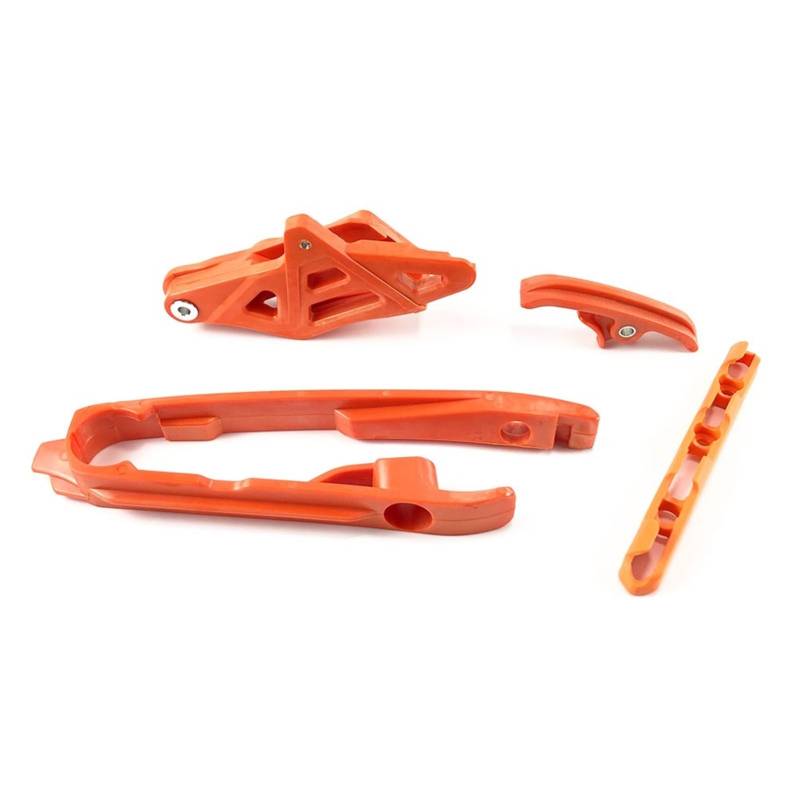 OUCHAO Motorrad Schwinge Kettenschieber Kit + Kettenschutzführung + Bremsschlauchklemme Passend for SXF EXC TC FX 125 150 200 250 450 530 690(Orange Set) von OUCHAO