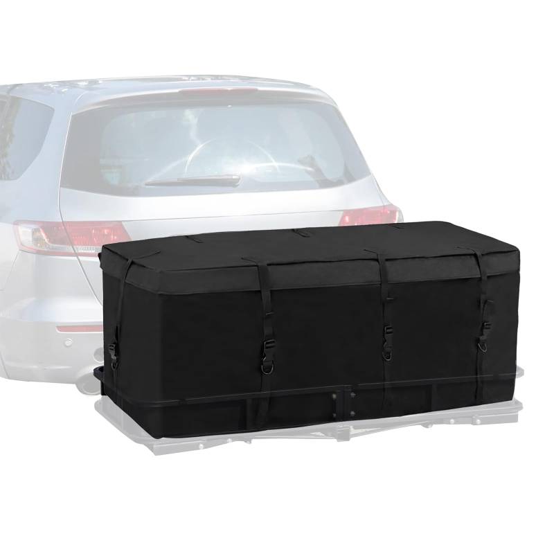 Dachbox Auto,Dach Tasche 135x51x51cm Heckbox für Anhängerkupplung,600D Car Cargo Rooftop Box Wasserdicht Reißfest Faltbare Gepäckbox,Dachtasche Dachkoffer für Alle Fahrzeuge Mit/Ohne Gepäckträger von OUGPIU