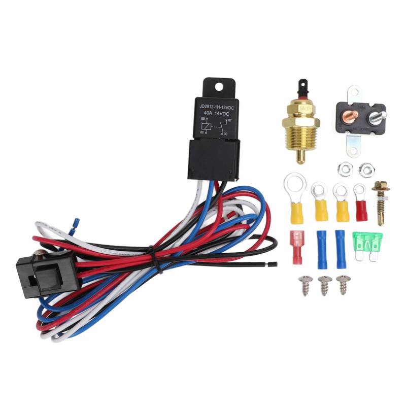 Electric Cooling Lüfter Thermostat Kit, 175 bis 185 Fahrenheit 40A NPT 3/8in Elektrisch Kühllüfter Thermostat Kit Elektrisches Lüfterrelais Kit für Fahrzeug DC12V von OUKENS