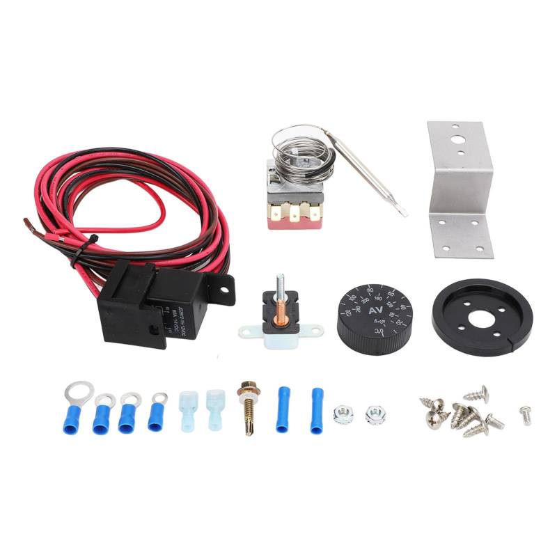 Electric Lüfter Thermostat -Steuerrelais -Kit, DC12V 60A Einstellbarer elektrischer Kühllüfter Thermostat -Kit Elektrisches Lüfterrelais Kit, Universal für Autowagen von OUKENS