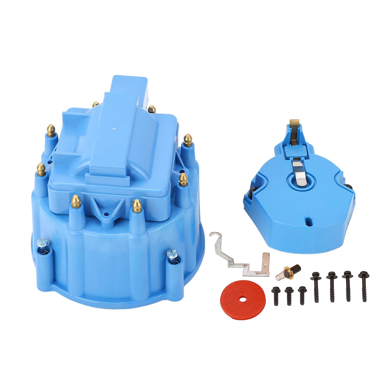 HEI -Distributor Cap and Rotor Kit, Sturdy Metal Hei Distributor Cap & Rotorperformance Large Distributor Cap Rotor Kit, angepasst für SBC 283 305 307 327 350 400 K549 Orange (Blau) von OUKENS