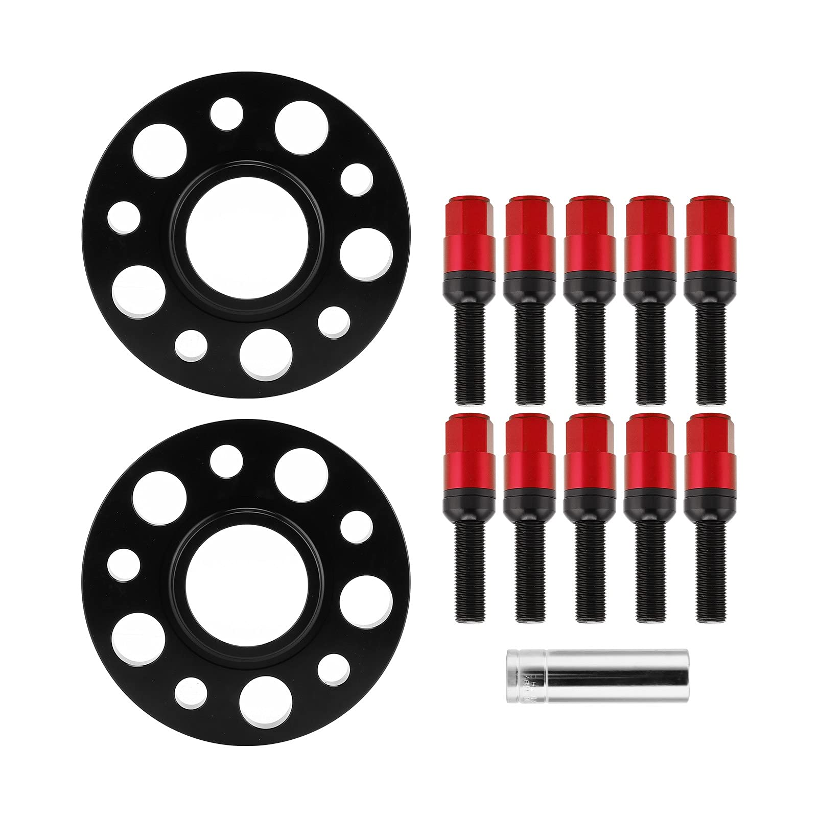 Nabe Centric Spurverbreiterungen, 15mm Aluminiumlegierung Auto Naben Centric Spurverbreiterungen Modifikation Reparatursatz Fit für A4/A6/A7/A8/Q5/RS5(rot) von OUKENS