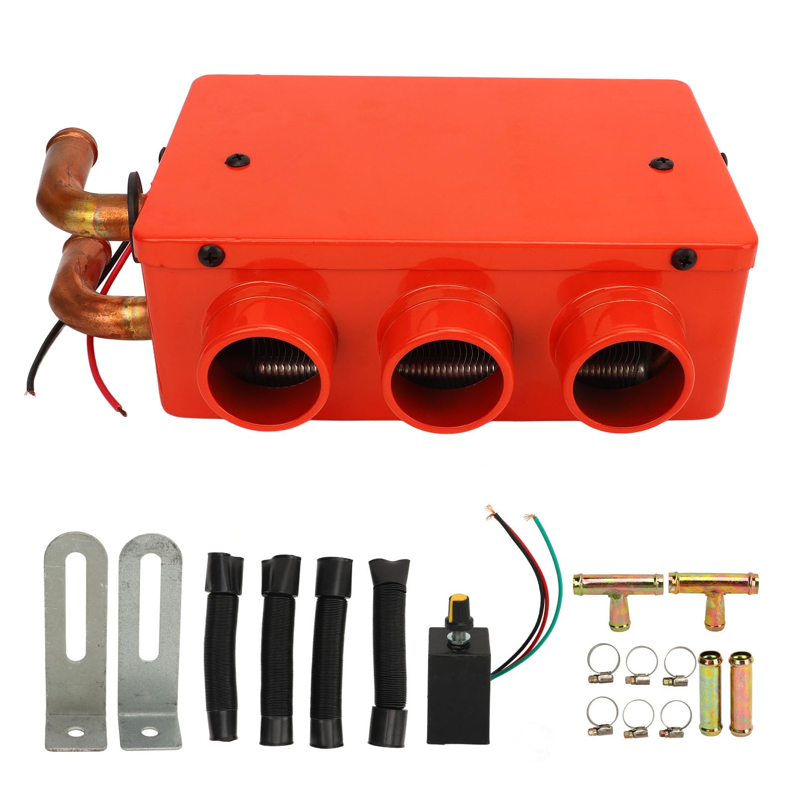 OUKENS Auto-Defroster, 3 Löcher, 50 W, Rot, kleiner tragbarer Windschutzscheiben-Heizlüfter, Auto-Heizungszubehör, tragbarer Auto-Heizlüfter (12V) von OUKENS