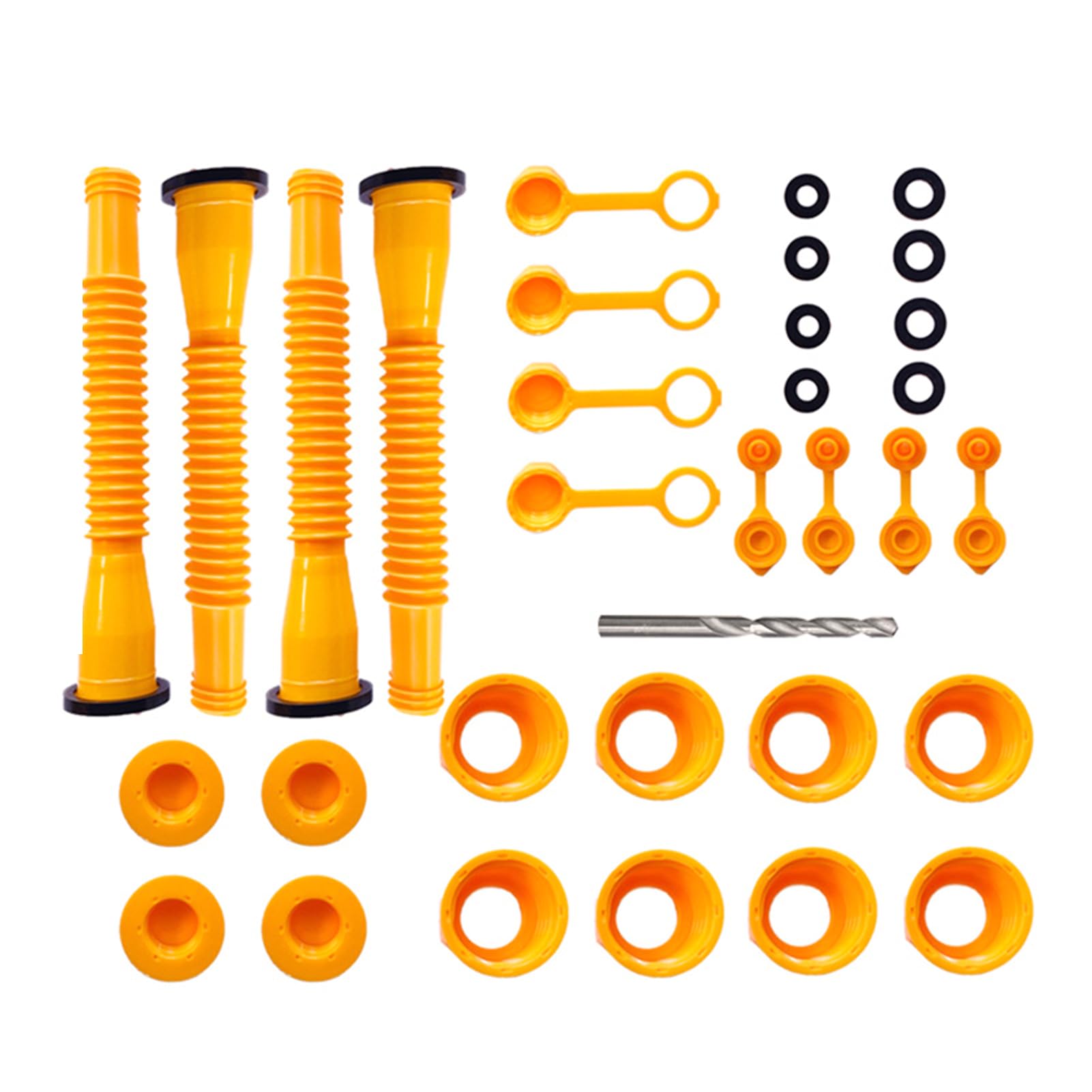 OUKENS Gaskanister-uf-Ersatzset, robuster Kunststoff-Gummi-Gaskanister-Düsenersatz, Gaskanister-Düse für die meisten 1/2/5/10-Gallonen-Gaskanister ﻿ (Four-Piece Set + 8mm Drill bit *PE) von OUKENS