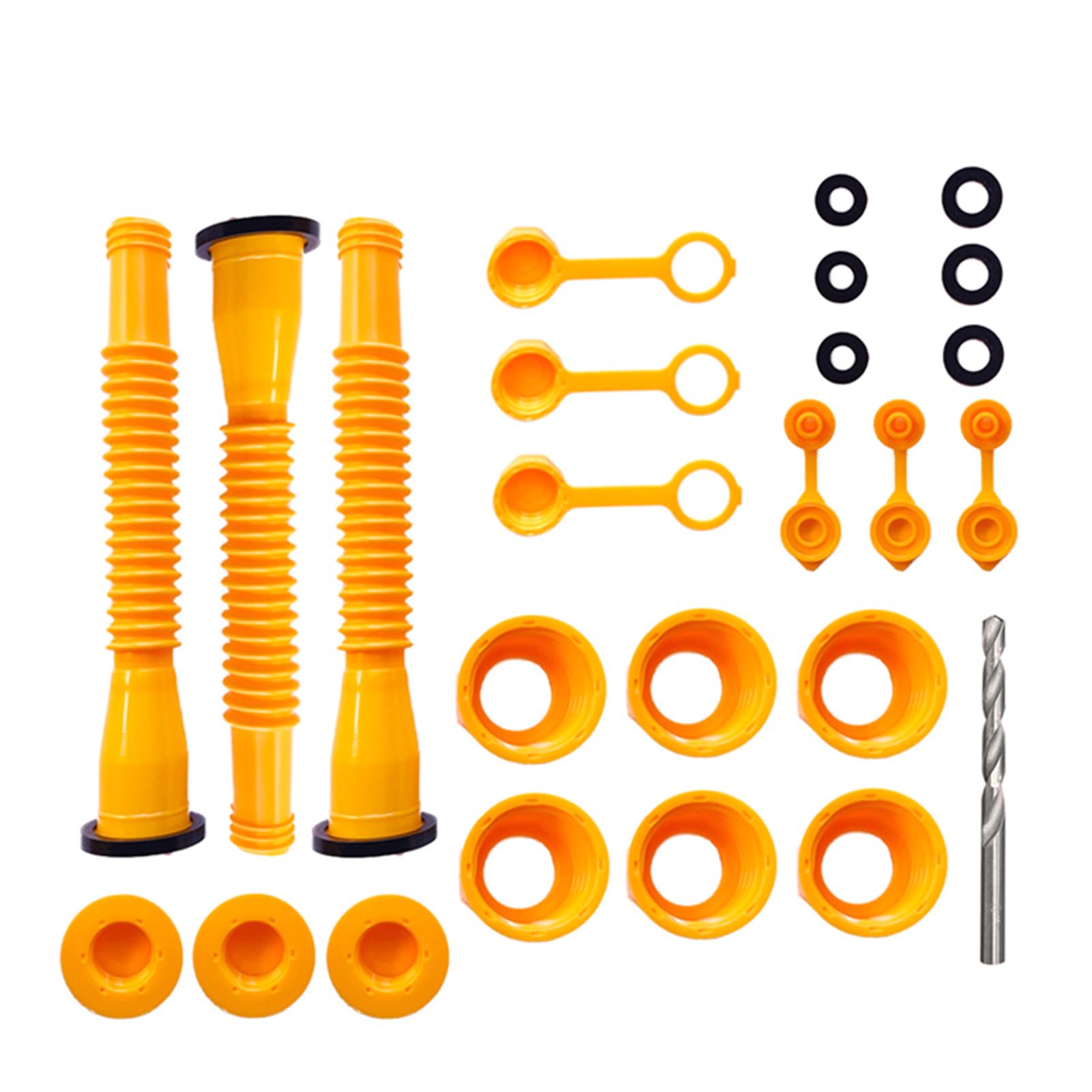 OUKENS Gaskanister-uf-Ersatzset, robuster Kunststoff-Gummi-Gaskanister-Düsenersatz, Gaskanister-Düse für die meisten 1/2/5/10-Gallonen-Gaskanister ﻿ (Three-Piece Set + 8mm Drill bit *PE) von OUKENS