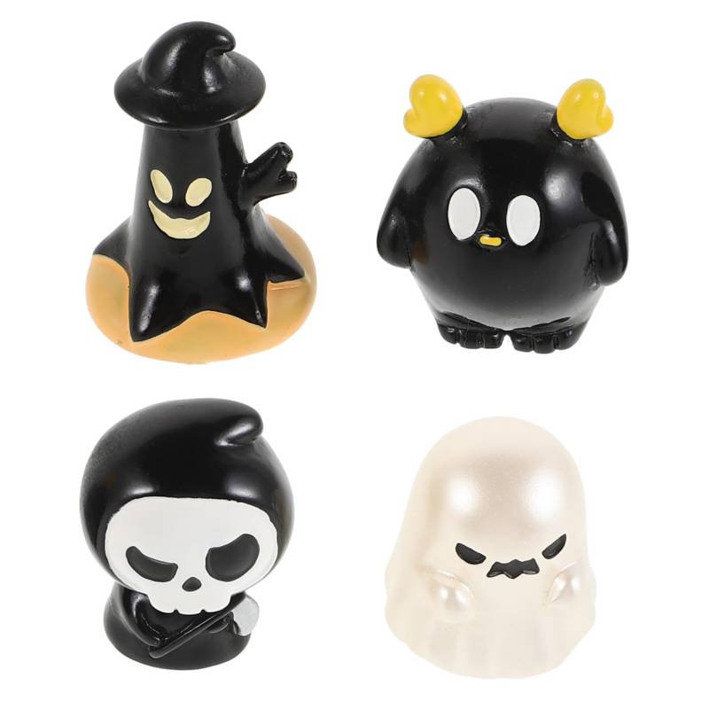 OUNONA 4 Stück Autoschmuck Geisterzubehör Mini-Dekoration Zubehör für Puppenhäuser Zubehör Mittelkonsole halloween deko auto dekoration Halloween-Figur Geister-Halloween- Harz von OUNONA