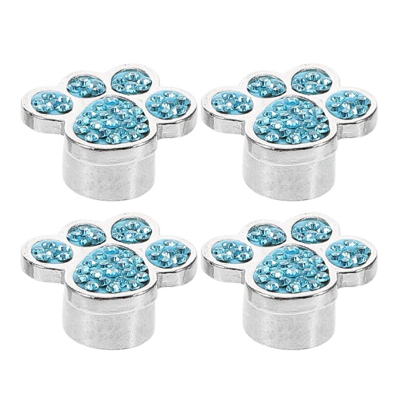 OUNONA 4 Stück Diamantbärenpalmenreifenkappe Kfz-staubschutz Zubehör Ton Nockenwellensensor Stirnbänder Ring Zubehör LKW Aschenbecher Robuste Federschnalle Mini-Kits Kupfer Sky-Blue von OUNONA