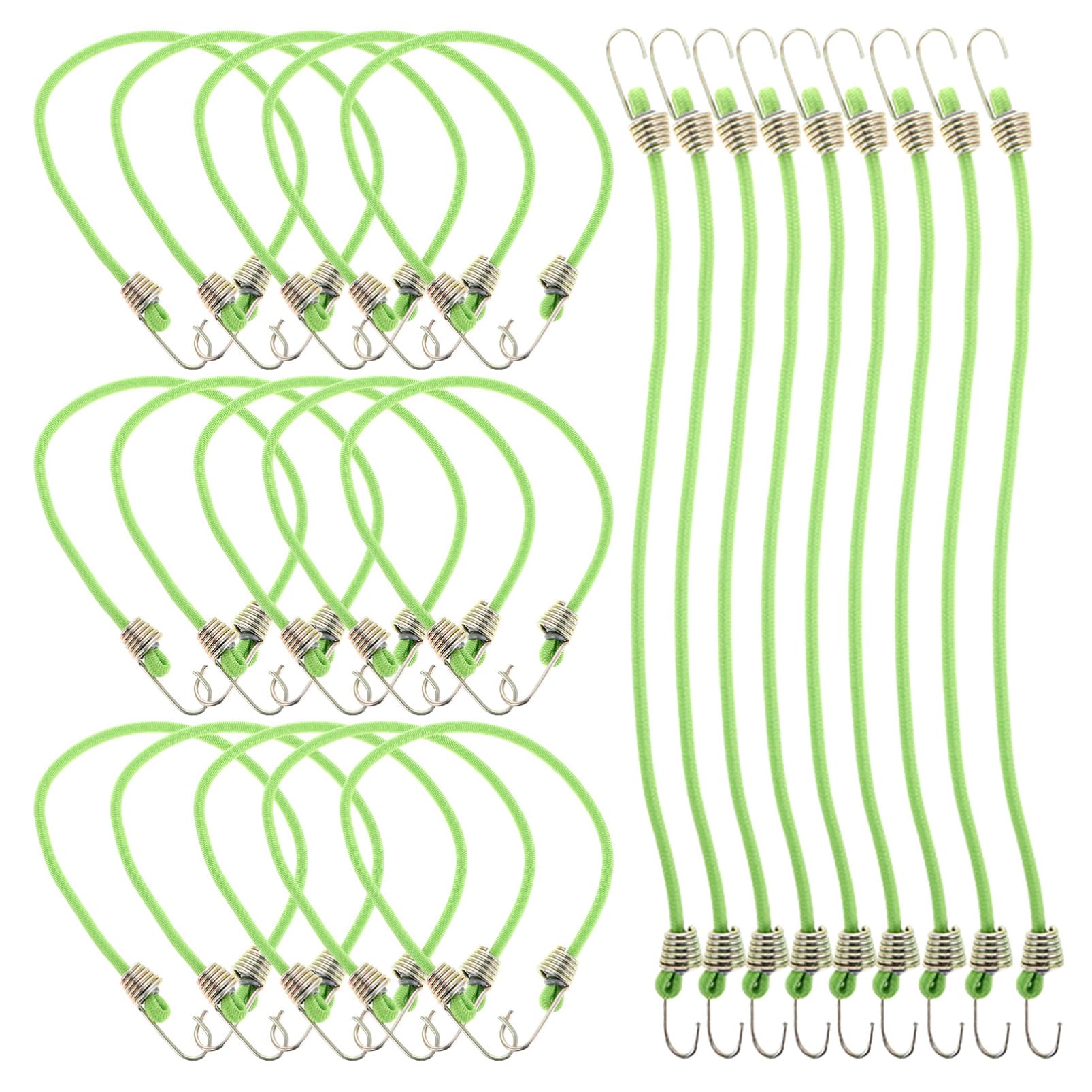 OUNONA 50 Stück Mini-seil-gepäckseil Elastisches Band Bungee-seile Mit Metallhaken Mini-bungee-seile Mit Haken Bungee-gurte Zeltschnüre Spanngurte Bungee Seil Green Farbiger Zinkhaken von OUNONA