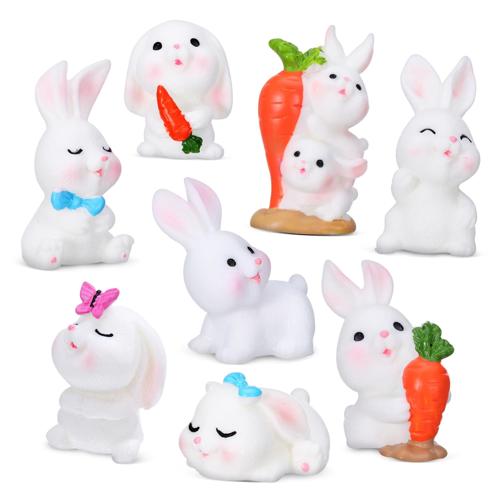 OUNONA 8st Kleine Weiße Hasendekoration Schaumkaninchen Faserkaninchen Puppe Mikrokaninchen Plüsch Desktop-kaninchen Kaninchen Modellieren Süßer Hase Kuhkaninchen Zwerge Harz von OUNONA