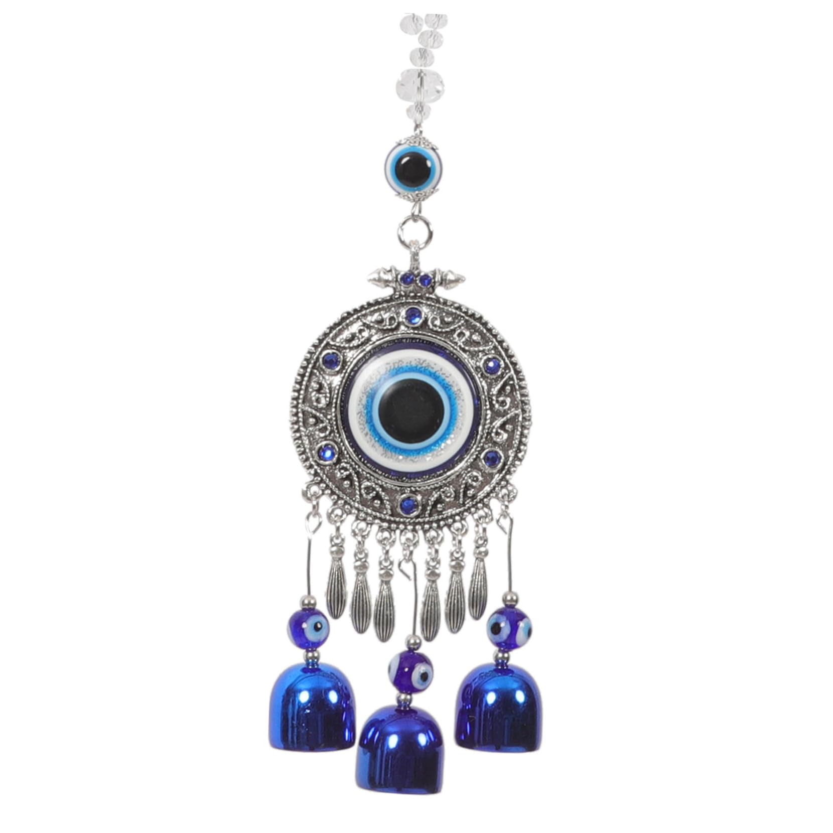 OUNONA Evil Eye Charm Auto Hängedekoration Ornament Für Rückspiegel Vintage Style Mit Blauem Glockenklang Schutz Für Ihr Auto Boho Deko Für Autofahrer von OUNONA