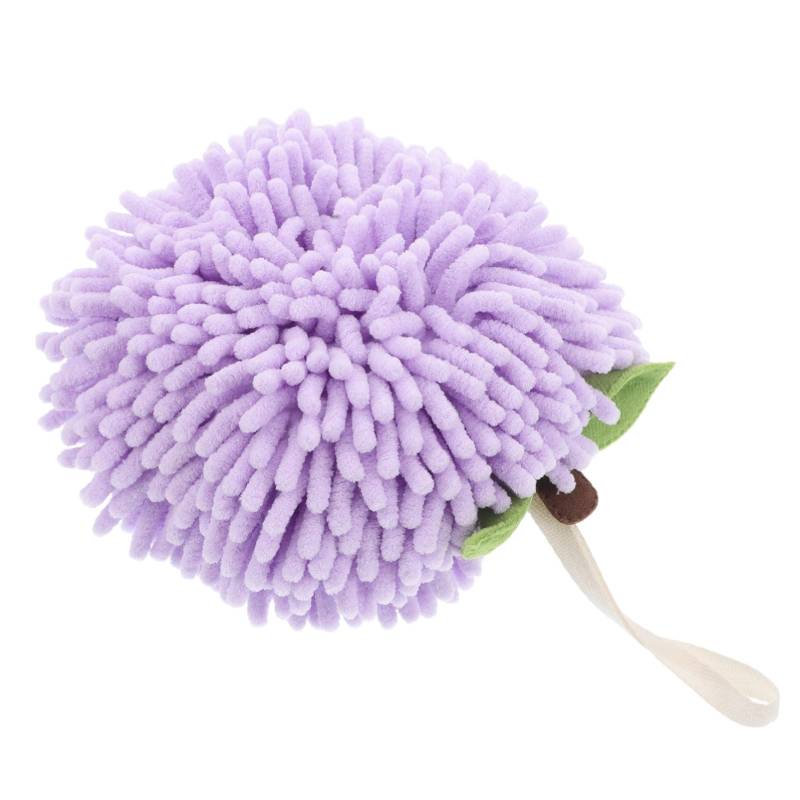 OUNONA Kuschelige Fuzzy Ball Handtücher Für Badezimmer Und Küche Weiche Saugfähige Chenille Handtücher Mit Aufhängeschlaufe Dekorative Dicke Handtrocknungstücher Blaubeere von OUNONA