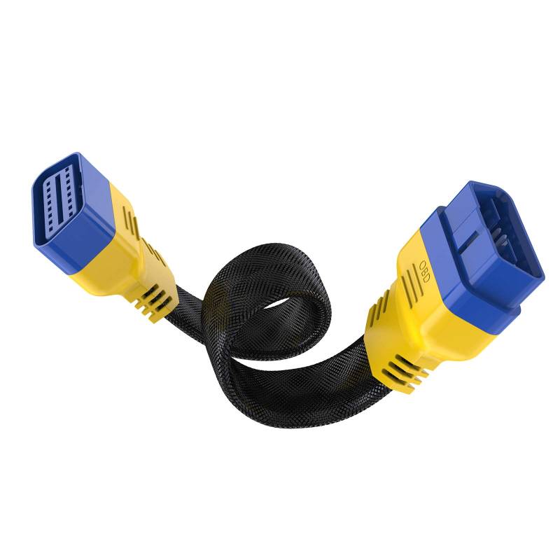 OURANTOOLS OBD-2 Verlängerungskabel Adapter Kompatibel Extender Diagnosestecker mit Nylon Material für Fahrzeuge Diagnosegerät (16 Pin 30cm Male to Female Thick Nylon Material) von OURANTOOLS