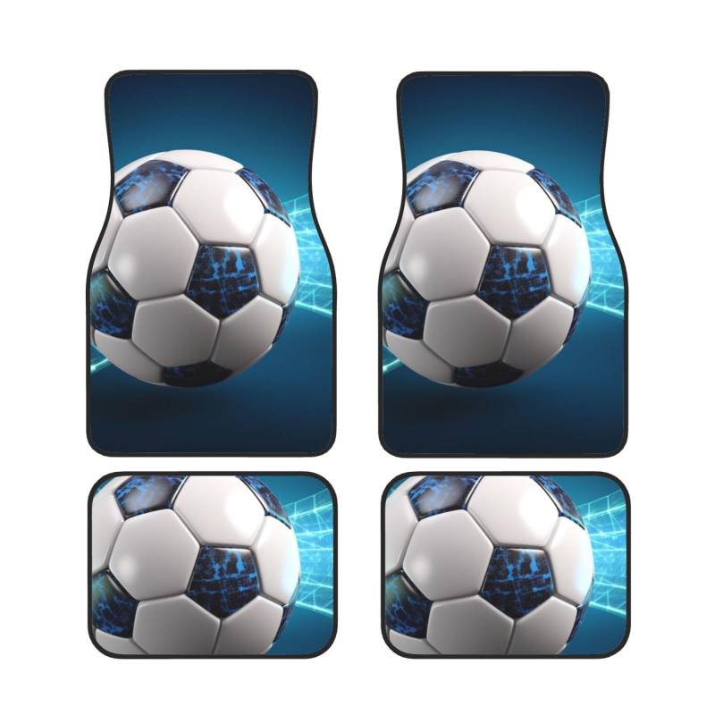 Auto Fußmatten Set mit 4 Universal Teppich Fußmatten für Auto Fußball Sport Ball Fußmatten Wasserdicht Anti-Rutsch Automatten für SUV Vans Limousine LKW Auto Zubehör für Damen Herren von OUSIKA