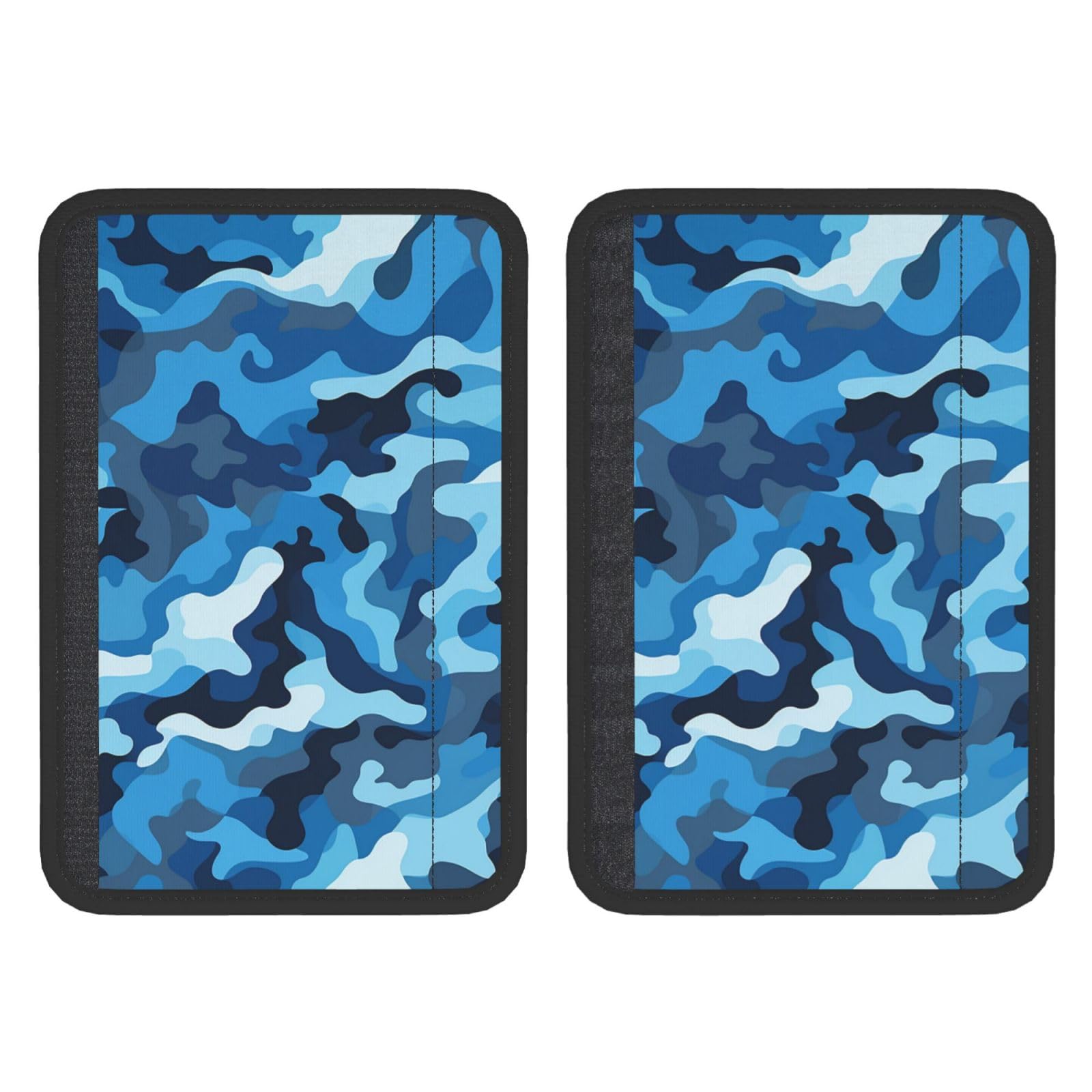 OUSIKA 2 Stück Universal-Auto-Sicherheitsgurtpolster, blau, Camouflage-Muster, bedruckt, Sicherheitsgurt-Schultergurt-Bezüge, atmungsaktiv, weiches Gurtpolster, Rucksack-Schulterpolster von OUSIKA