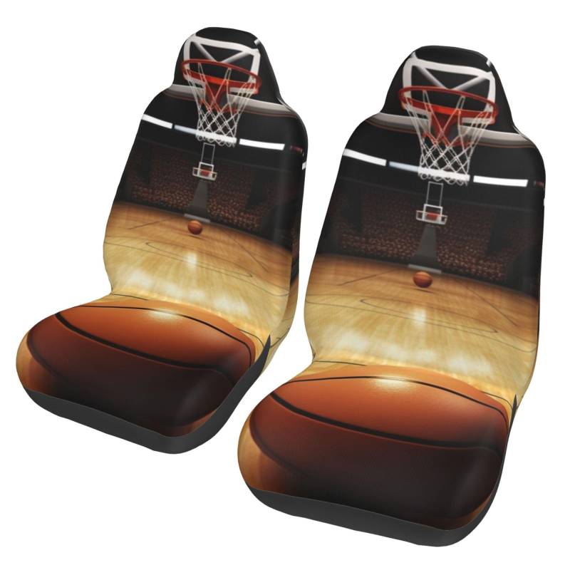 OUSIKA Basketball Arena Print Auto Sitzbezug 2 Pcs Vordersitzbezüge Weiche Auto Sitzkissen Langlebig Auto Vordersitz Sitzschoner Universal Auto Zubehör von OUSIKA