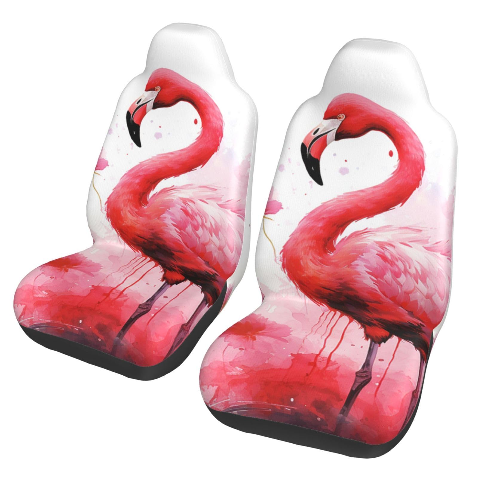 OUSIKA Flamingo Aquarell Druck Auto Sitzbezug 2 Pcs Vordersitzbezüge Weiche Auto Sitzkissen Langlebig Auto Vordersitz Sitz Protector Universal Auto Zubehör von OUSIKA