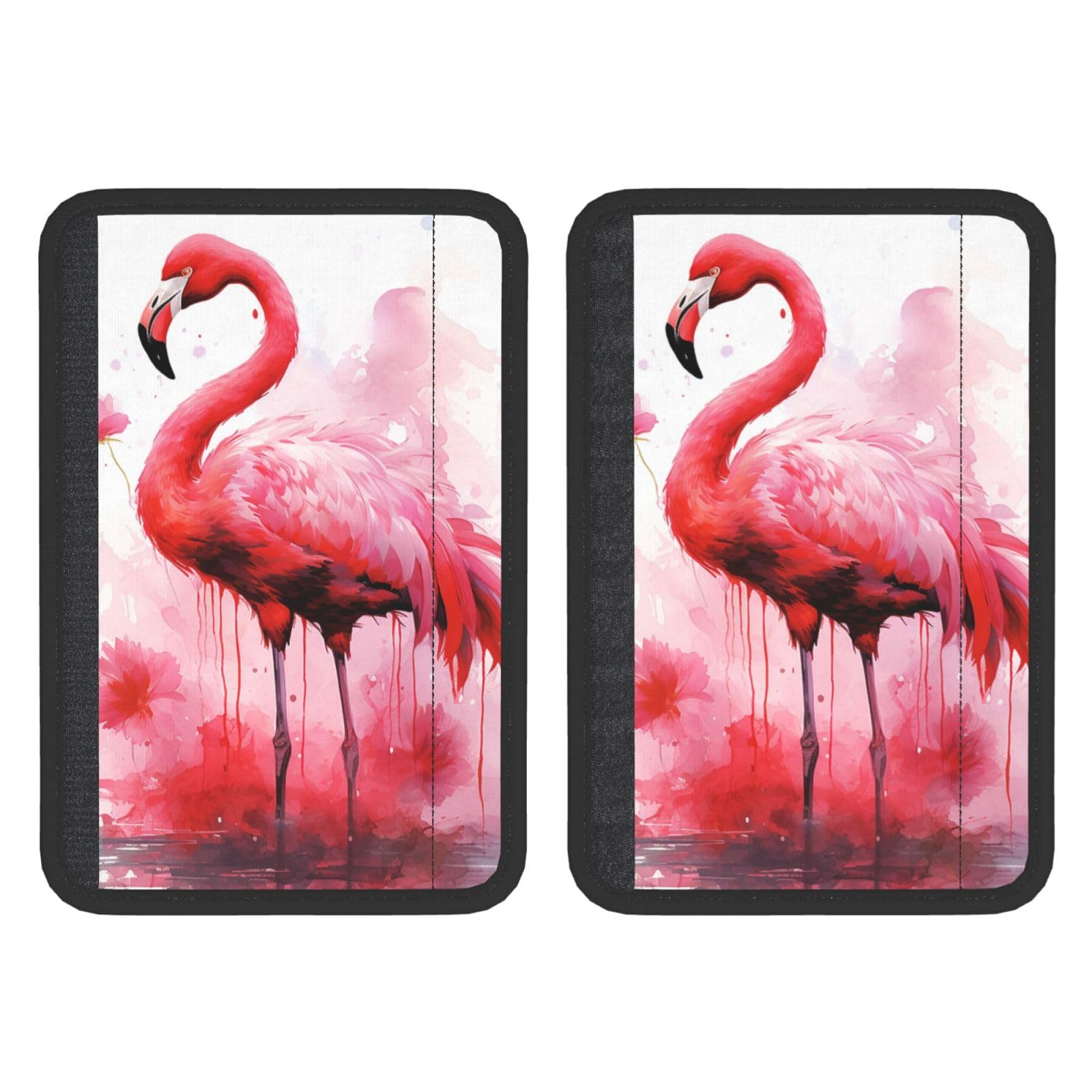 OUSIKA Universal-Auto-Sicherheitsgurtpolster, Motiv: Flamingo, Aquarell-Druck, atmungsaktiv, weich, 2 Stück von OUSIKA