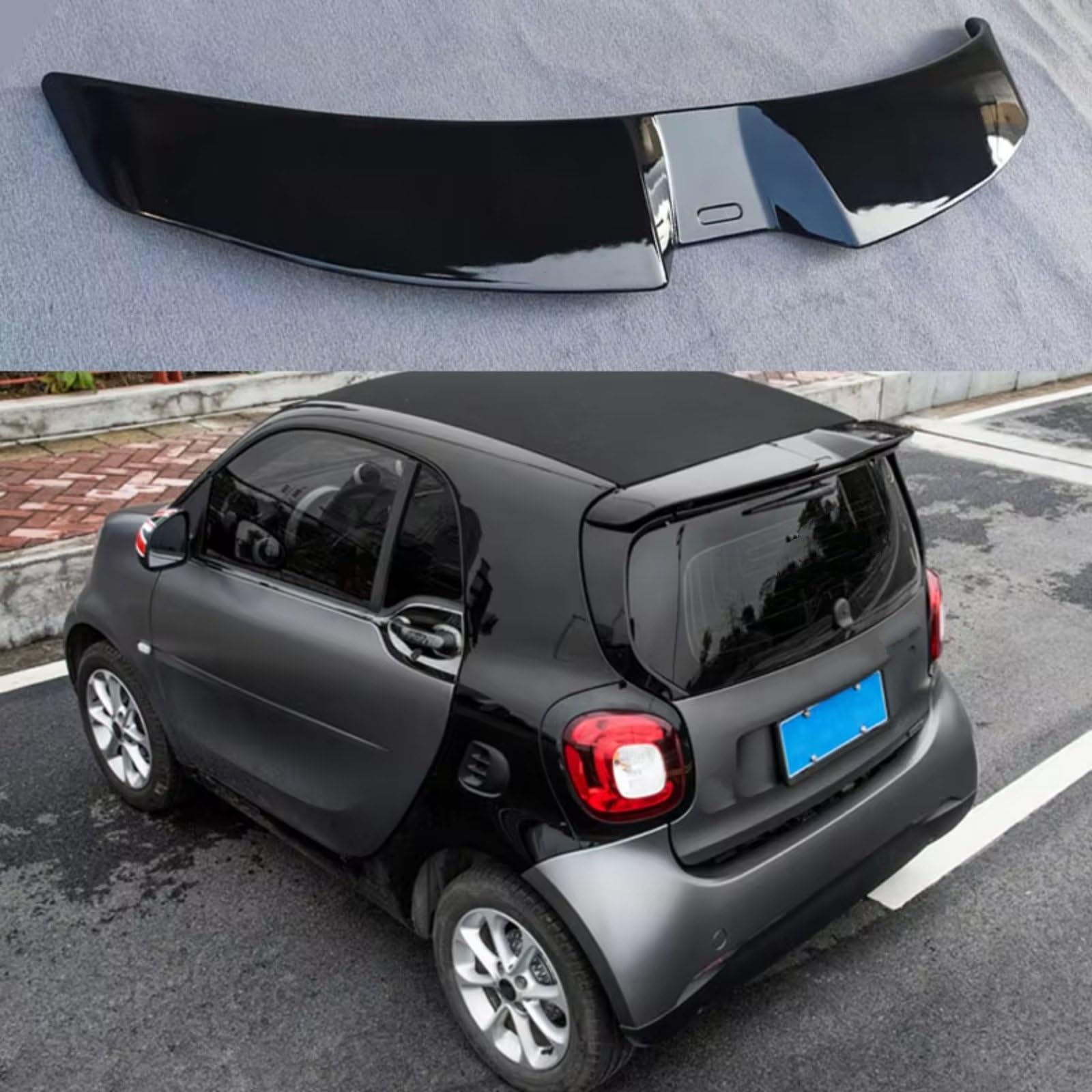 OUVECR Heckspoiler Für Benz Für Smart Für Fortwo Für Fourfour 453 Spoiler ABS Kunststoff Unlackiert Primer Farbe Hinten Trunk-Boot Flügel Sport Spoiler Heckscheiben Dachspoiler(Unpainted) von OUVECR