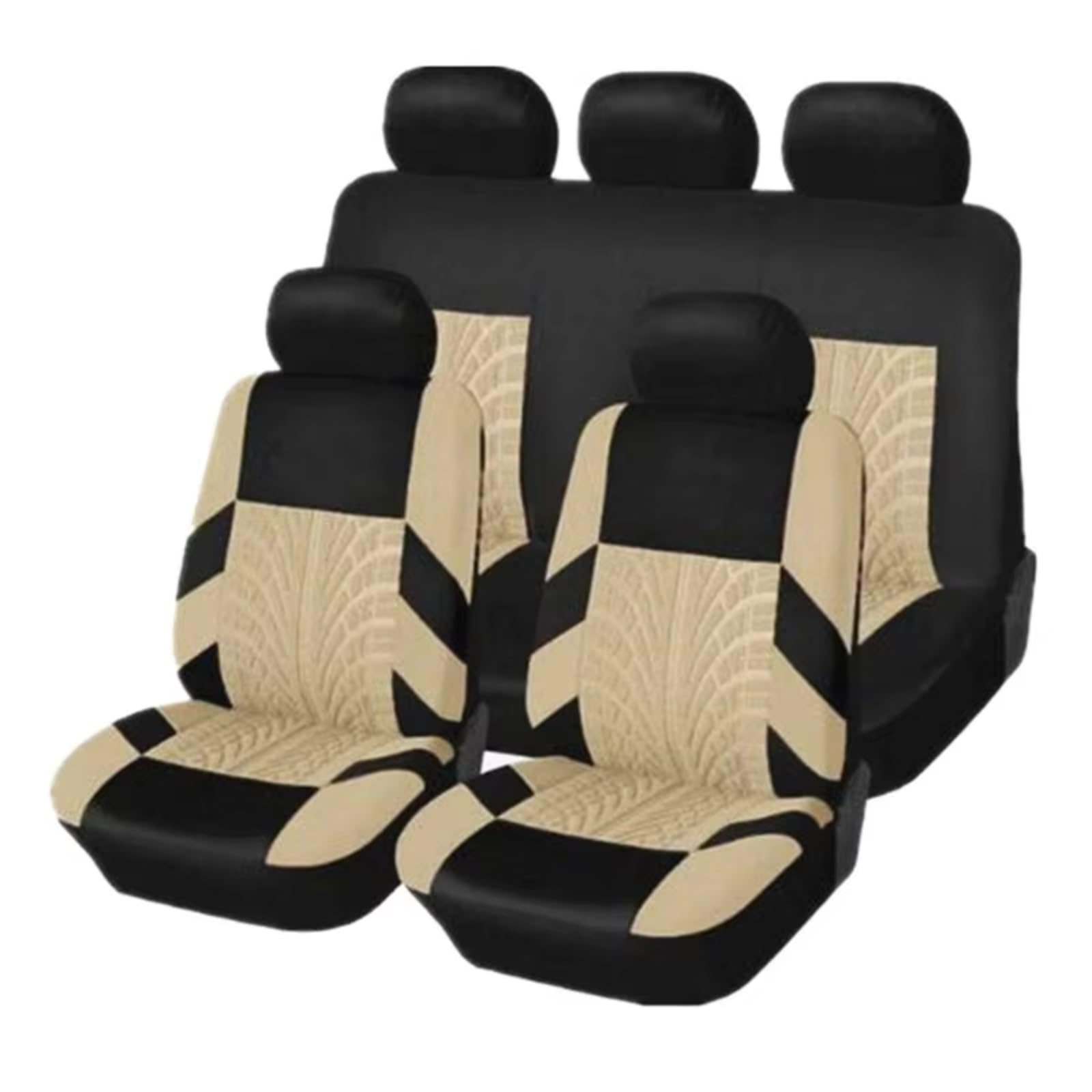 OUVECR Sitzbezüge Auto Autositzbezüge Komplettes Set Stoff Universelle Passform Kompatibel Mit Low-Back-Front-Airbags Geteilt Für Den Automobilbereich Auto Sitzbezüge(5Seats-Beige) von OUVECR