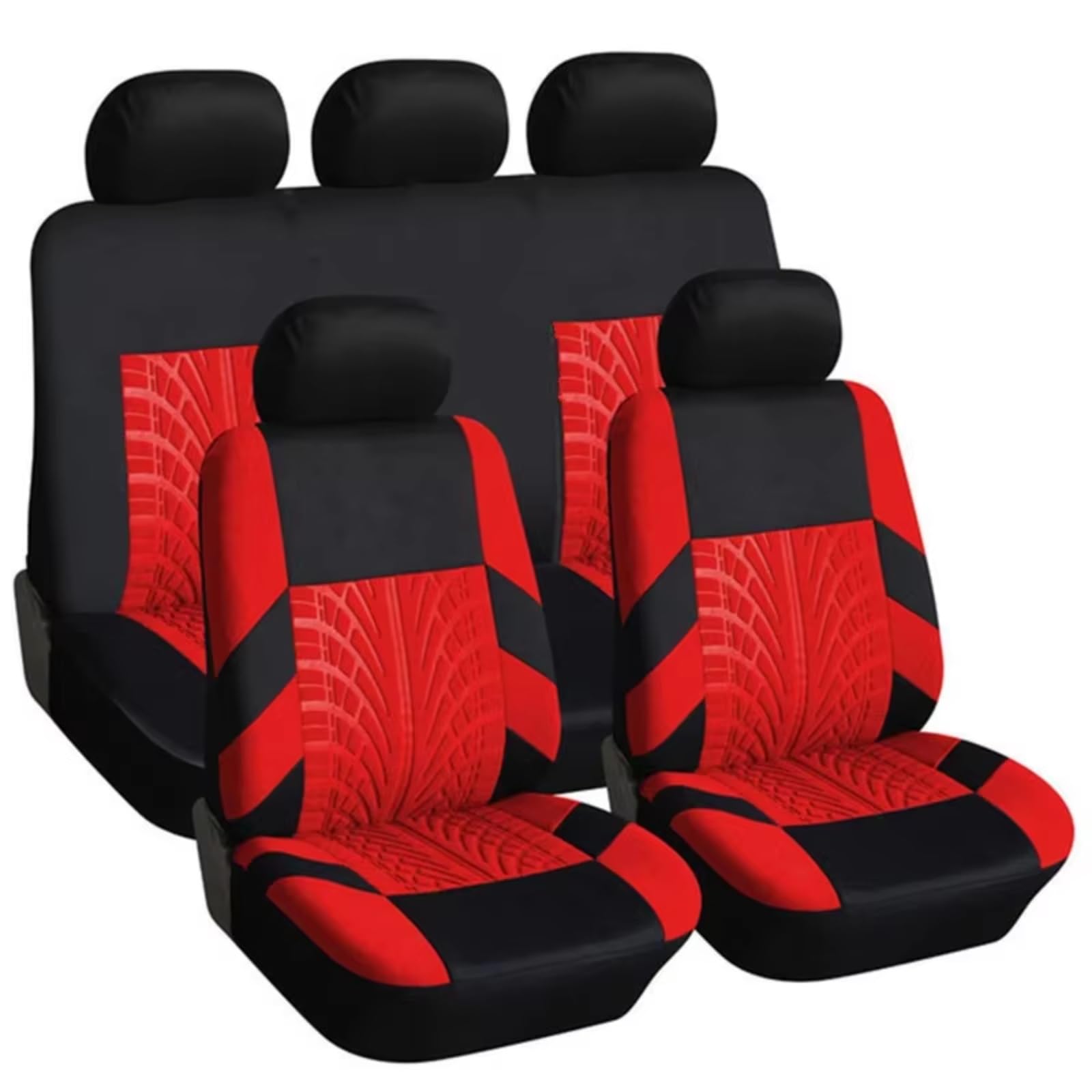 OUVECR Sitzbezüge Auto Autositzbezüge Komplettes Set Stoff Universelle Passform Kompatibel Mit Low-Back-Front-Airbags Geteilt Für Den Automobilbereich Auto Sitzbezüge(5Seats-Red) von OUVECR