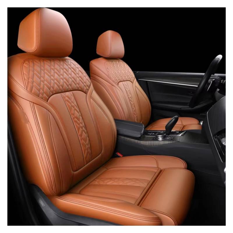 OUVECR Sitzbezüge Auto Für 7 5 3 1 Serie X5 X3 X1 Autozubehör Sitzbezüge Für 5-Sitzer Komplettset Leder Auto Sitzbezüge(Brown) von OUVECR