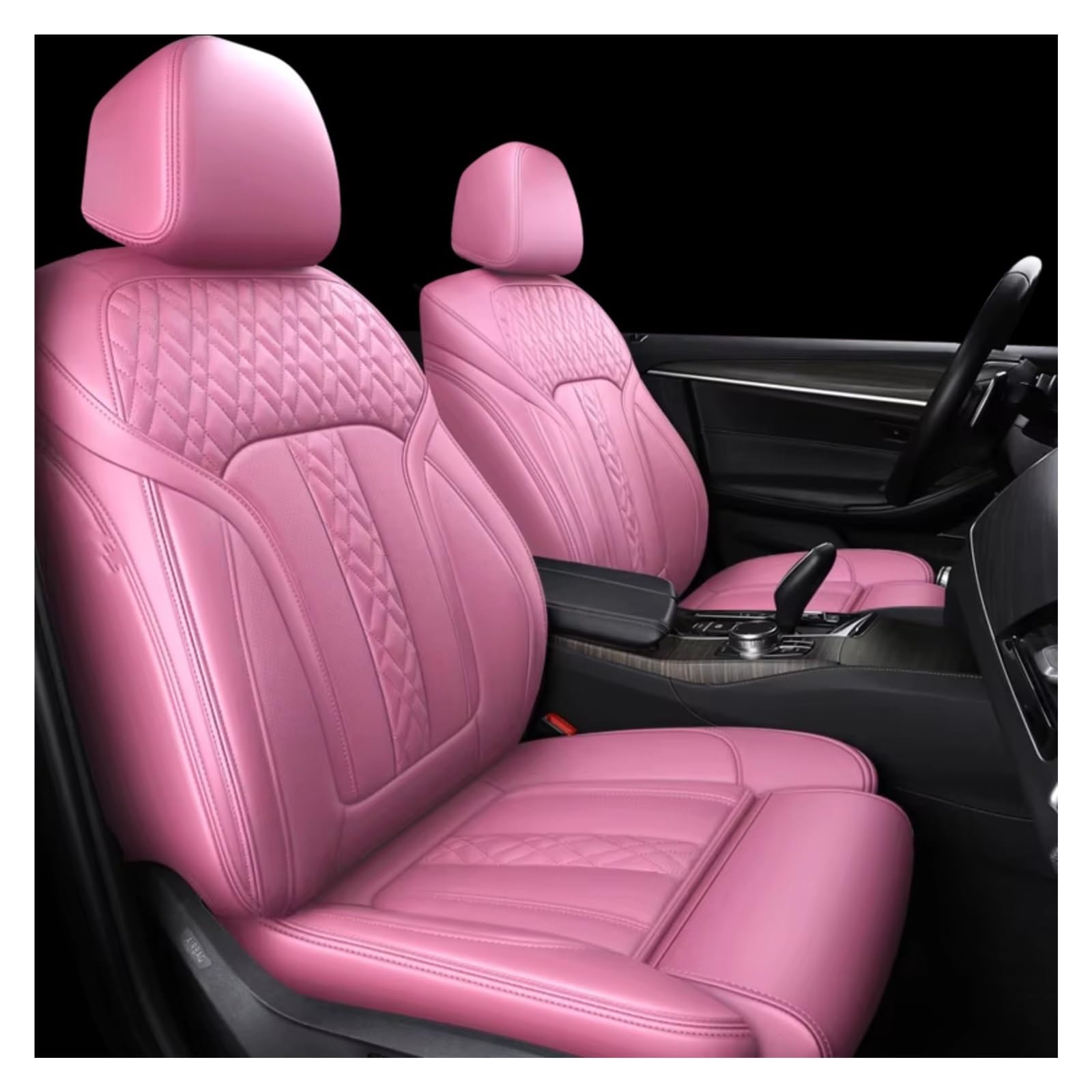 OUVECR Sitzbezüge Auto Für 7 5 3 1 Serie X5 X3 X1 Autozubehör Sitzbezüge Für 5-Sitzer Komplettset Leder Auto Sitzbezüge(Pink) von OUVECR