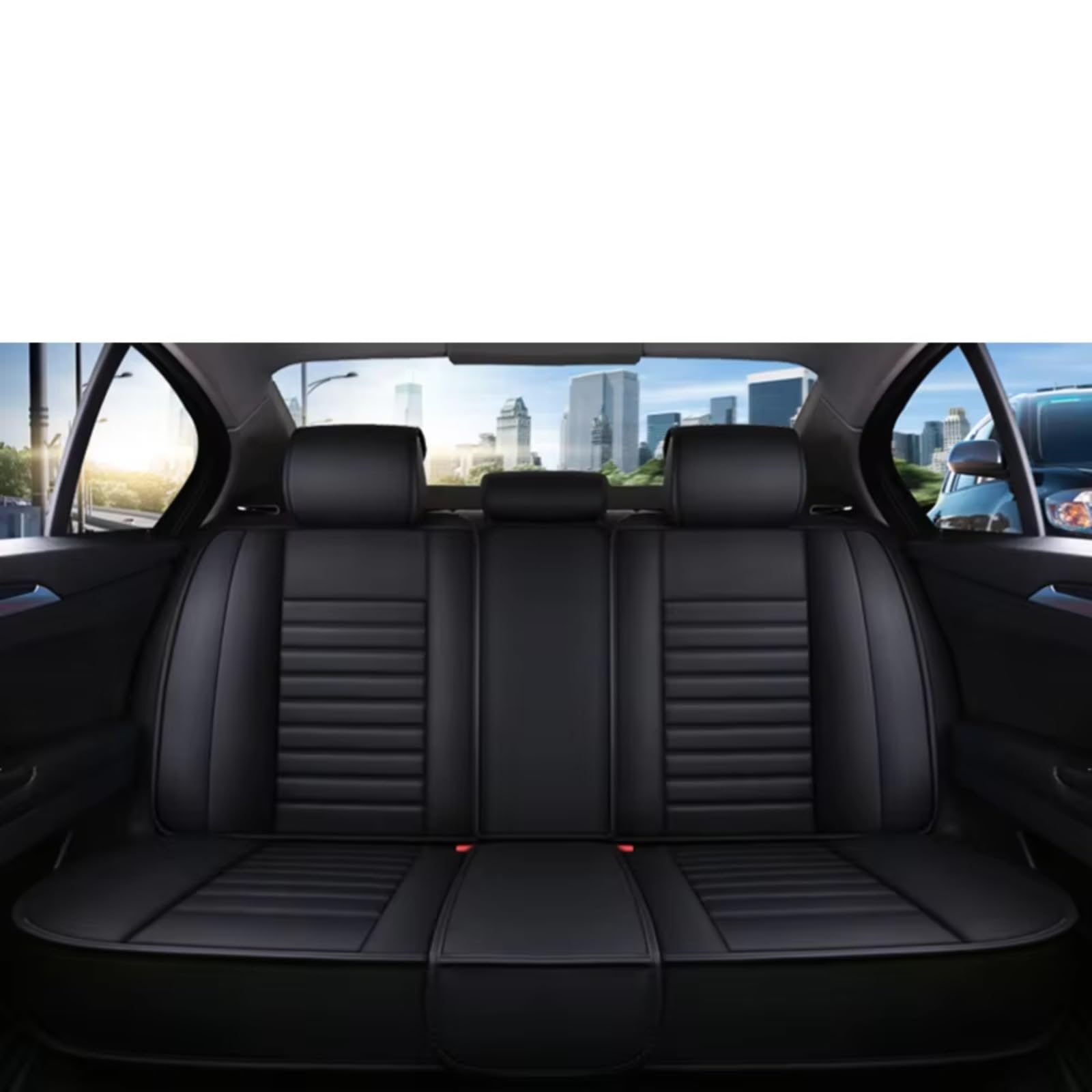 OUVECR Sitzbezüge Auto Für Benz Alle Automodell W204 W205 W203 Zubehör Innendetails Autositzbezug Auto Sitzbezüge(B Black Only Back Row) von OUVECR