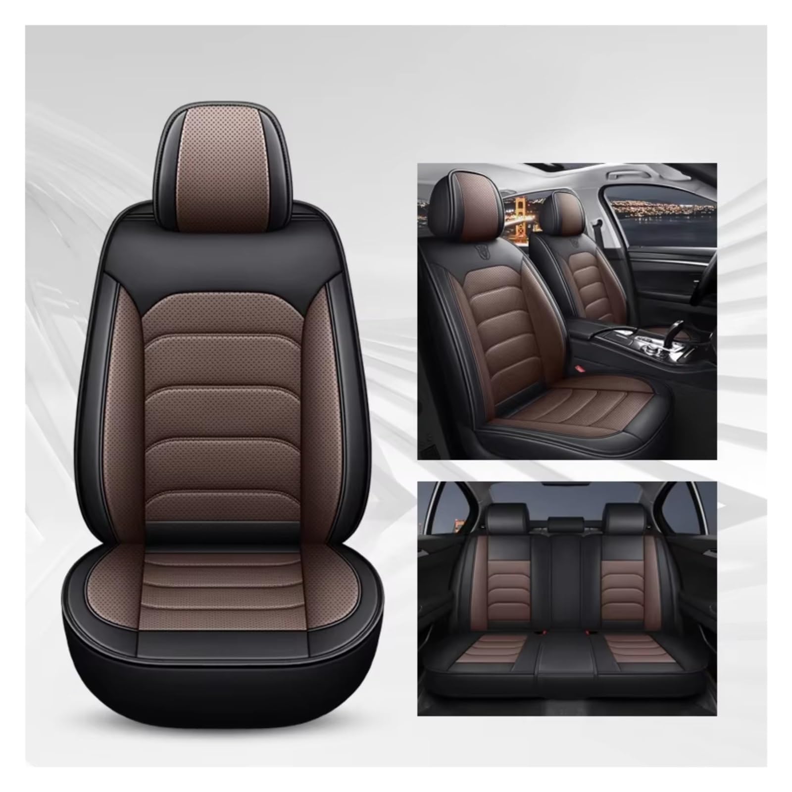 OUVECR Sitzbezüge Auto Für Benz Für GLA X156 H247 X247 Für GLB X247 Autositzbezug Autositzschutz Auto Sitzbezüge(A Black Coffee 5 Seat) von OUVECR