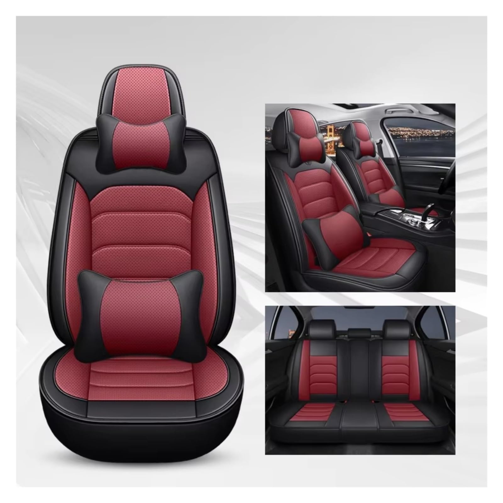 OUVECR Sitzbezüge Auto Für Benz Für GLA X156 H247 X247 Für GLB X247 Autositzbezug Autositzschutz Auto Sitzbezüge(H Black Red 5 Seat) von OUVECR