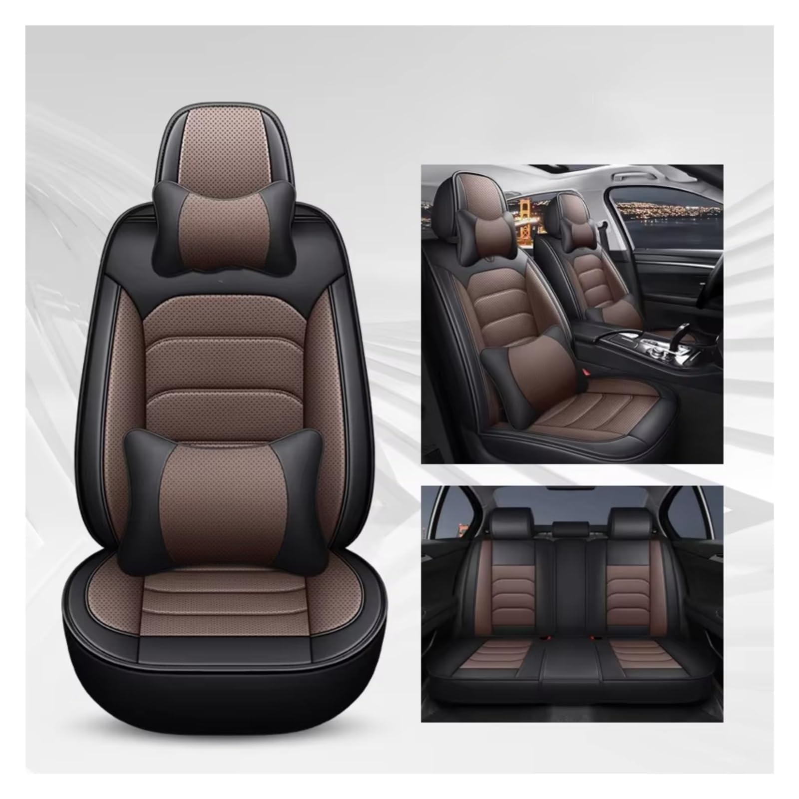 OUVECR Sitzbezüge Auto Für Benz Für GLA X156 H247 X247 Für GLB X247 Autositzbezug Autositzschutz Auto Sitzbezüge(J Black Coffee 5 Seat) von OUVECR