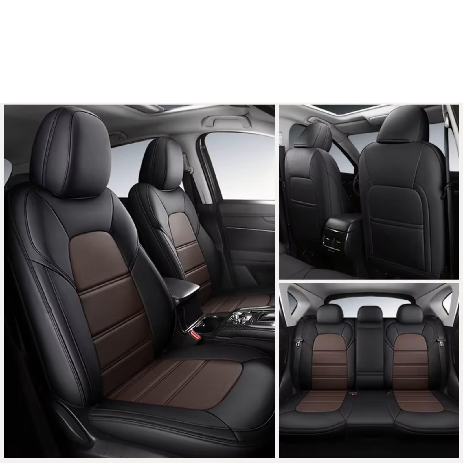 OUVECR Sitzbezüge Auto Für Benz W205 W211 W204 W212 Ml W164 Für Gle Für Cla Für Glb CLK Gla Glk Ml Auto Sitzbezug Auto Sitzbezüge(D 5Pcs-Black Coffee) von OUVECR