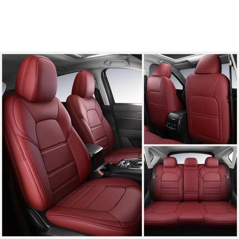 OUVECR Sitzbezüge Auto Für Benz W205 W211 W204 W212 Ml W164 Für Gle Für Cla Für Glb CLK Gla Glk Ml Auto Sitzbezug Auto Sitzbezüge(G 5Pcs-Wine Red) von OUVECR