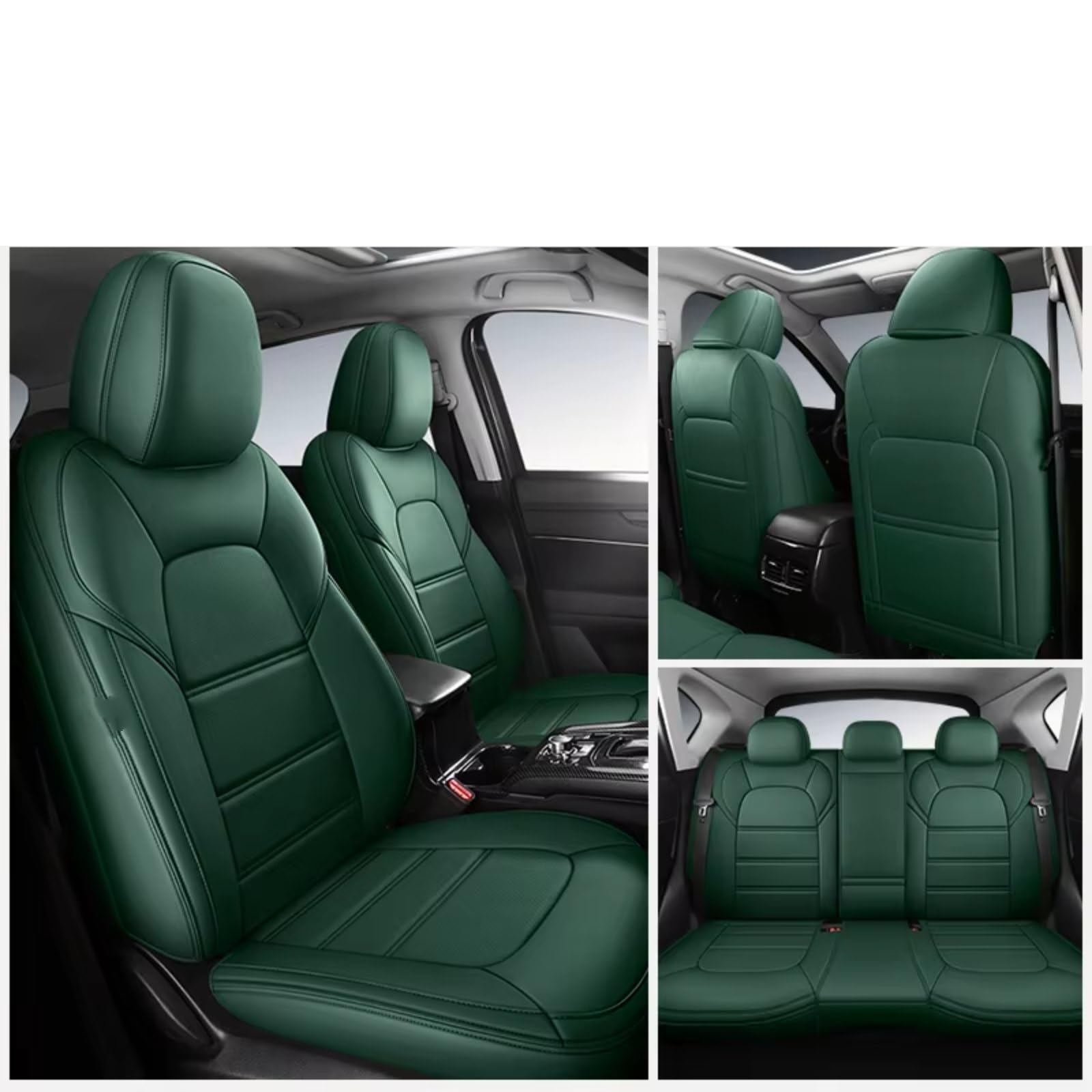 OUVECR Sitzbezüge Auto Für Cayenne 996 997 PU Auto Innen Zubehör Luxus wasserdichte Auto Sitzbezug Auto Sitzbezüge(J 5Pcs-Green) von OUVECR