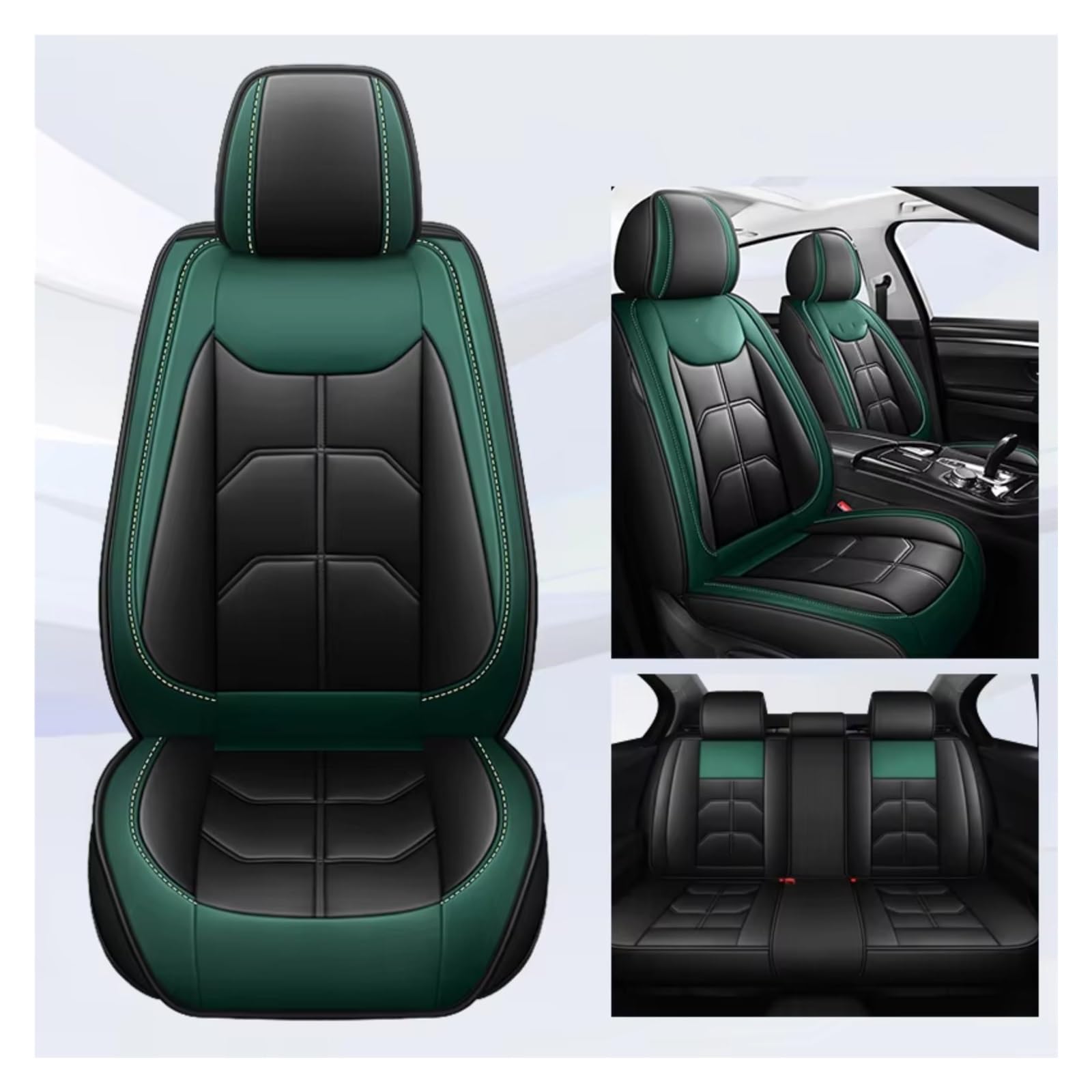 OUVECR Sitzbezüge Auto Für Chevrolet Für Cruze Für Blazer Für Captiva Für Camaro Für Aveo Für Malibu Für Equinox Auto Sitz Abdeckung Auto Sitzbezüge(E Black Green 5 Seat) von OUVECR