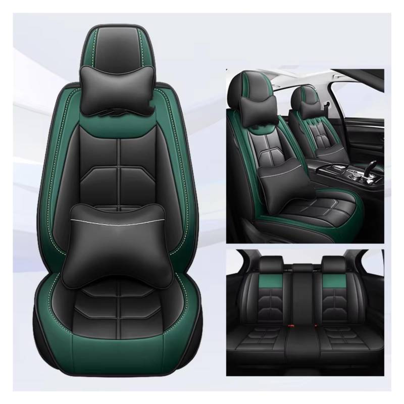 OUVECR Sitzbezüge Auto Für Chevrolet Für Cruze Für Blazer Für Captiva Für Camaro Für Aveo Für Malibu Für Equinox Auto Sitz Abdeckung Auto Sitzbezüge(K Black Green 5 Seat) von OUVECR