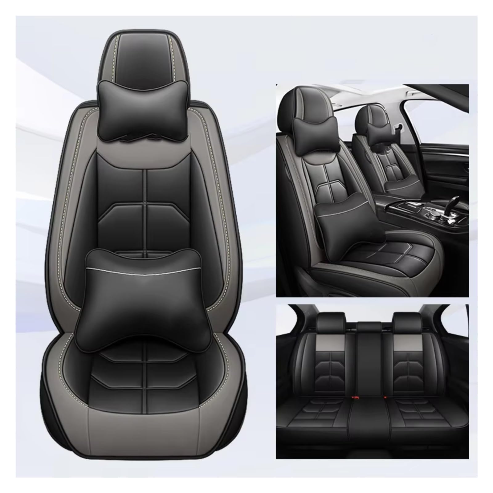 OUVECR Sitzbezüge Auto Für Chevrolet Für Cruze Für Blazer Für Captiva Für Camaro Für Aveo Für Malibu Für Equinox Auto Sitz Abdeckung Auto Sitzbezüge(O Black Grey 5 Seat) von OUVECR