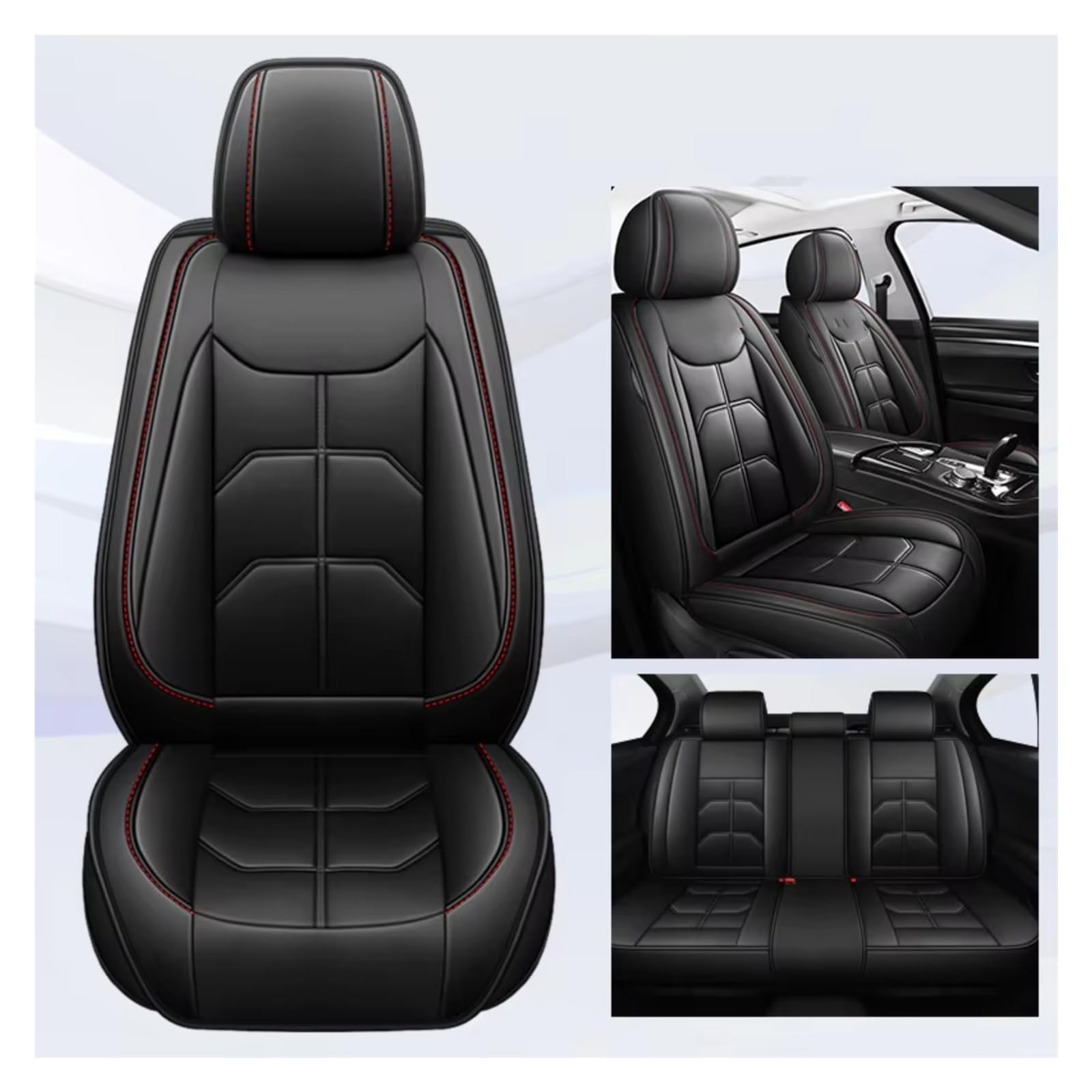 OUVECR Sitzbezüge Auto Für Ford Für Fiesta Für Fusion Für Mondeo Für Taurus Für Mustang Für Territory Für Kuga Für Expedition Auto Sitz Abdeckung Auto Sitzbezüge(C Black 5 Seat) von OUVECR