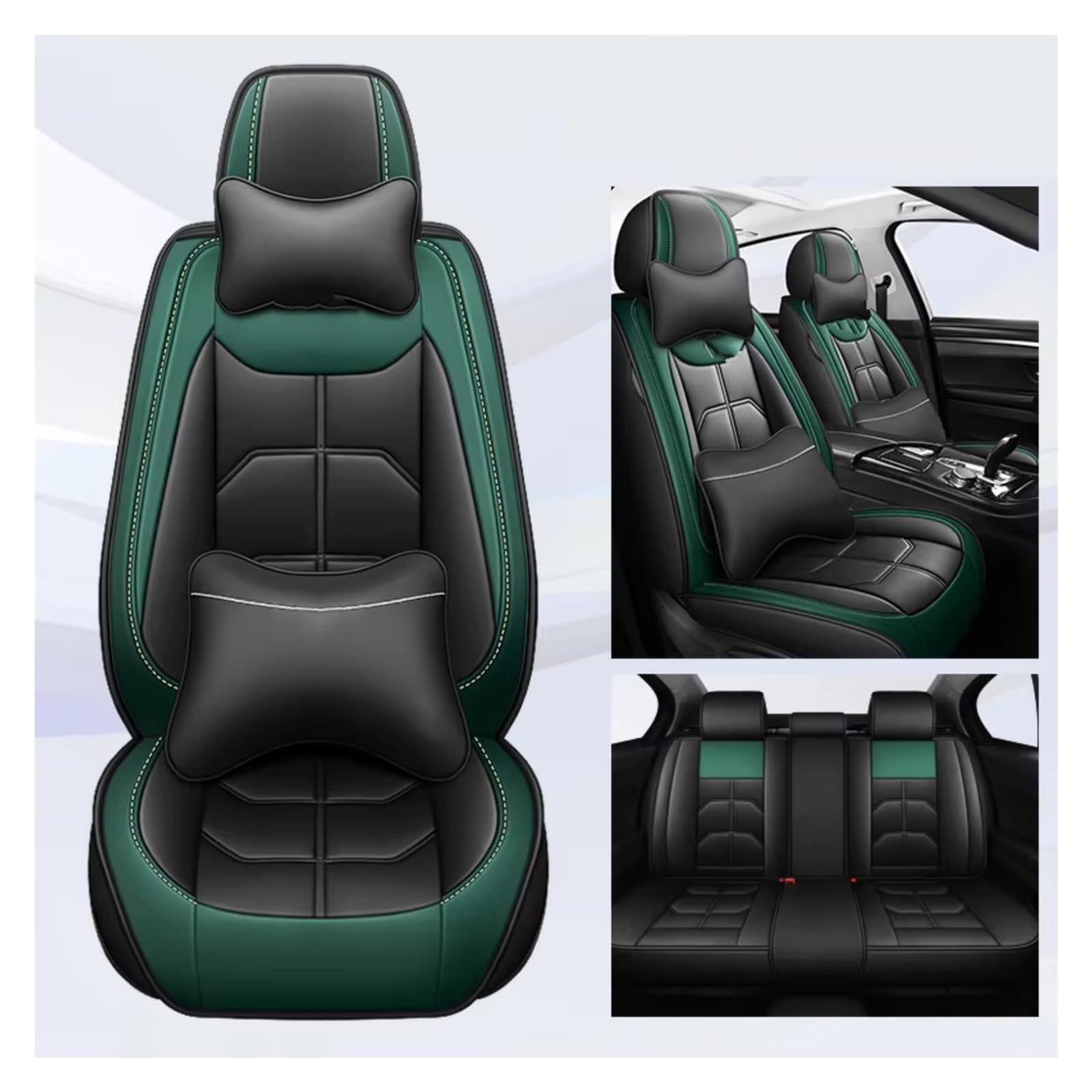 OUVECR Sitzbezüge Auto Für Ford Für Fiesta Für Fusion Für Mondeo Für Taurus Für Mustang Für Territory Für Kuga Für Expedition Auto Sitz Abdeckung Auto Sitzbezüge(K Black Green 5 Seat) von OUVECR