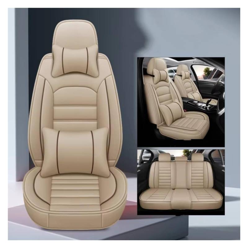 OUVECR Sitzbezüge Auto Für Hyundai Für Equus Für Veloster Für Cncino I30 Ix25 Für Mistra Auto Seat Protector Auto Sitz Abdeckung Auto Sitzbezüge(K Beige 5seat) von OUVECR