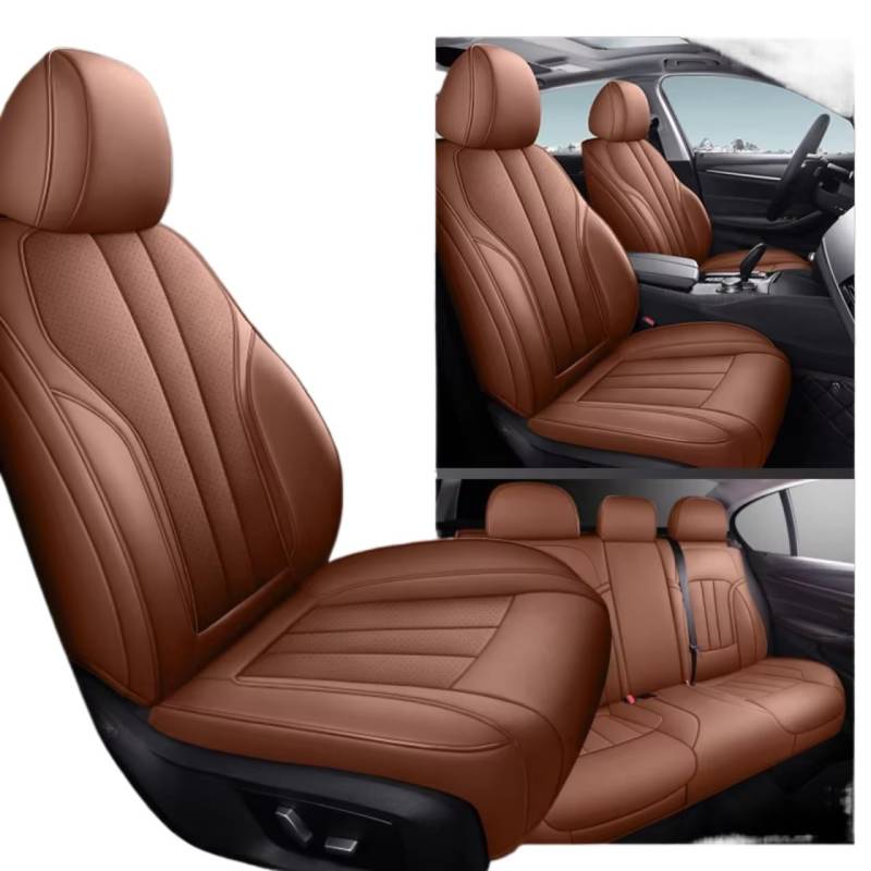 OUVECR Sitzbezüge Auto Für Jaguar Für XE Für F-PCAE XF Autoinnenausstattung PU-Leder Autositzbezug Auto Sitzbezüge(R Full Set-Brown) von OUVECR