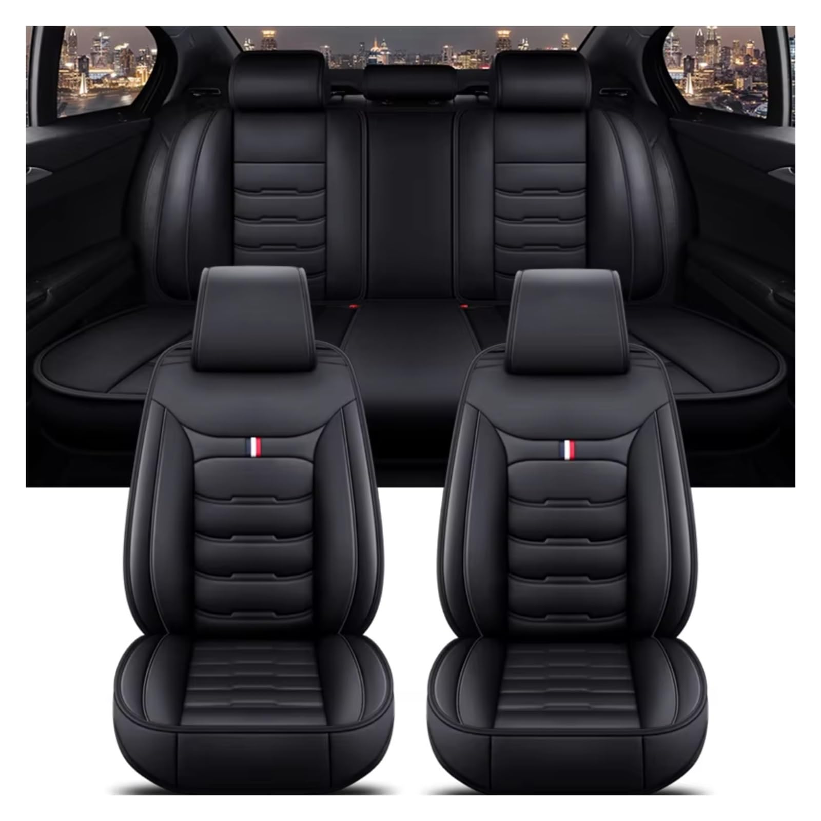 OUVECR Sitzbezüge Auto Für Jeep Alle Automodelle Für Kompass Für Grand Für Cherokee Für Commander Für Wrangler JK Auto Auto Sitz Abdeckung Auto Sitzbezüge(C Black 5 Seat) von OUVECR