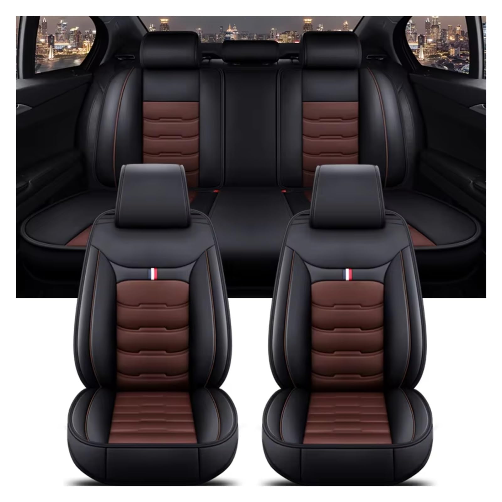 OUVECR Sitzbezüge Auto Für Jeep Alle Automodelle Für Kompass Für Grand Für Cherokee Für Commander Für Wrangler JK Auto Auto Sitz Abdeckung Auto Sitzbezüge(E Black Coffee 5 Seat) von OUVECR