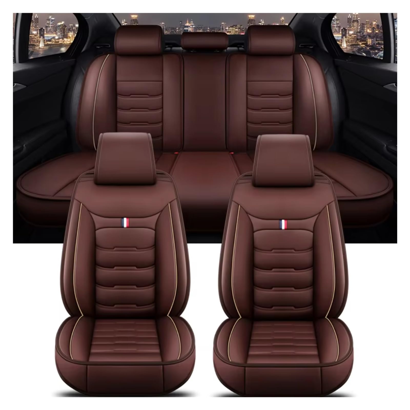 OUVECR Sitzbezüge Auto Für Jeep Alle Automodelle Für Kompass Für Grand Für Cherokee Für Commander Für Wrangler JK Auto Auto Sitz Abdeckung Auto Sitzbezüge(F Coffee 5 Seat) von OUVECR